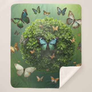 Butterfly Harmony Nature Sphere Sherpa Blanket