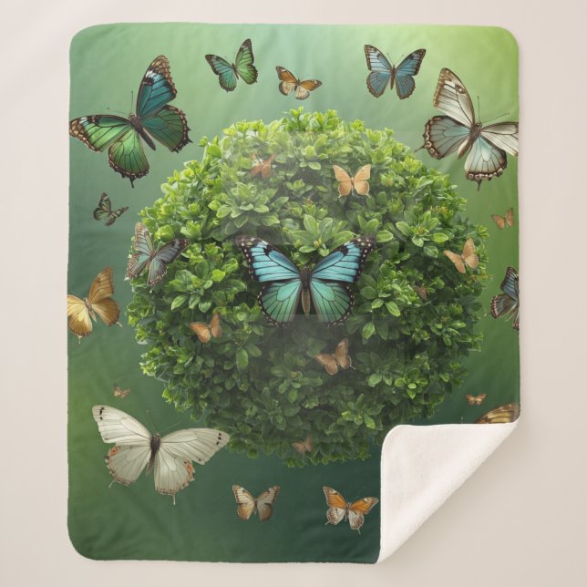 Butterfly Harmony Nature Sphere Sherpa Blanket   (Front)