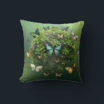 Butterfly Harmony Nature Sphere Throw Pillow<br><div class="desc">This elegant throw pillow brings a soft touch of nature’s magic into your home. A lush green sphere surrounded by colorful butterflies creates a feeling of movement, balance, and renewal. Designed for a peaceful, uplifting atmosphere, it pairs beautifully with the matching blanket or stands alone as a statement of natural...</div>