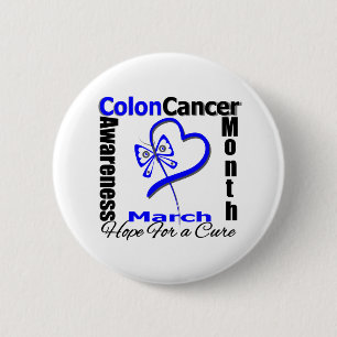 Butterfly Heart Colon Cancer Awareness Month Button