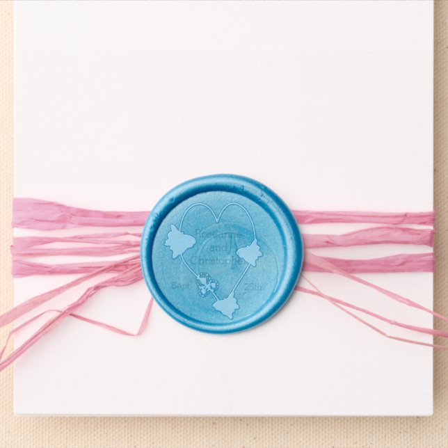 Butterfly Heart Design Wedding Wax Seal Sticker (Front)