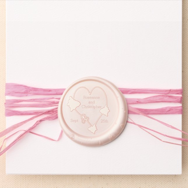 Butterfly Heart Design Wedding Wax Seal Sticker (Front)