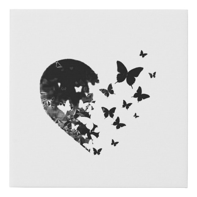 Butterfly Heart Faux Canvas Print (Front)