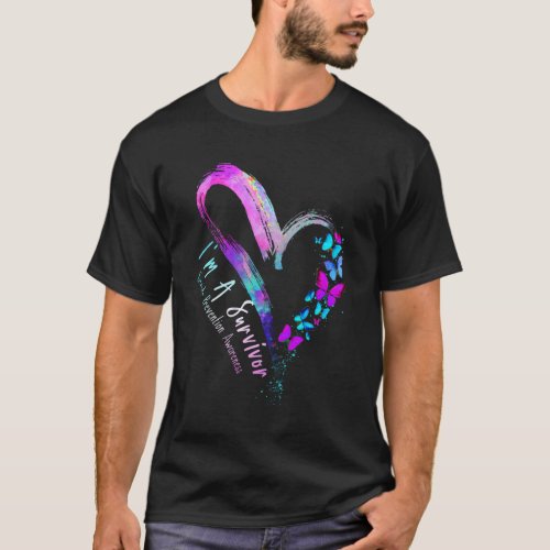 Butterfly Heart I_m A Survivor Suicide Prevention  T_Shirt