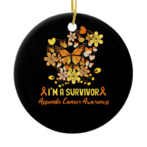 Butterfly Heart I'm A Survivor Appendix Cancer Awa Ceramic Ornament