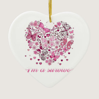 butterfly heart im a survivor breast cancer awaren ceramic ornament