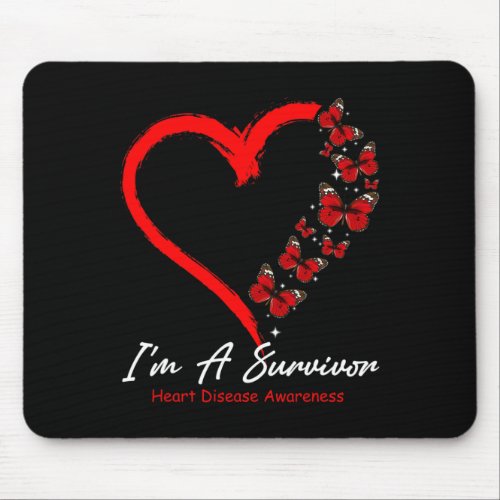 Butterfly Heart Im A Survivor Heart Disease Aware Mouse Pad