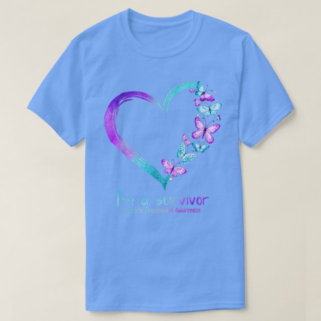 Butterfly Heart Im A Survivor Suicide Prevention A T-Shirt (Design Front)