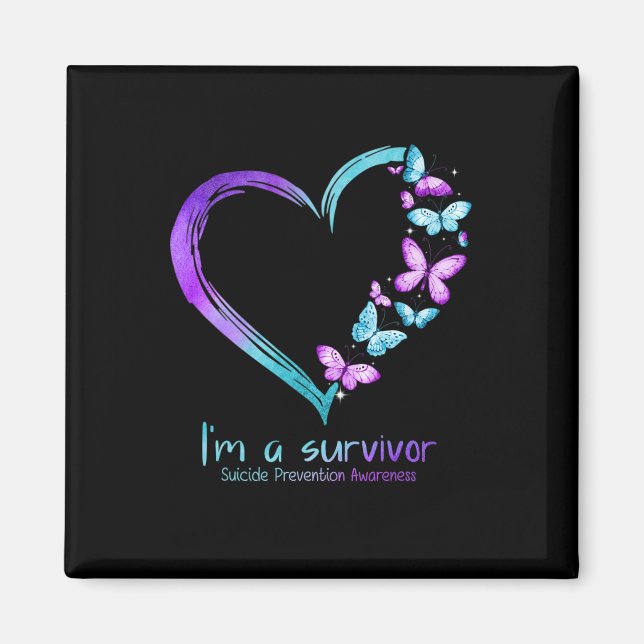 Butterfly Heart I'm A Survivor Suicide Prevention  Magnet (Front)