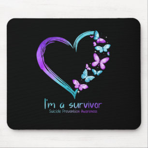 Butterfly Heart I'm A Survivor Suicide Prevention Mouse Pad