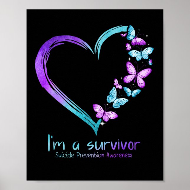 Butterfly Heart I'm A Survivor Suicide Prevention  Poster (Front)