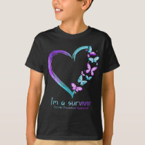 Butterfly Heart I'm A Survivor Suicide Prevention  T-Shirt