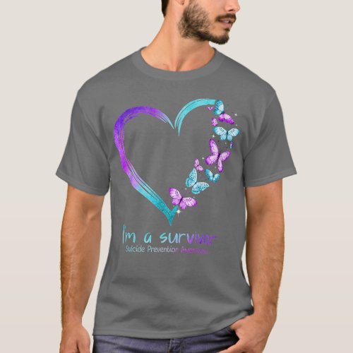 Butterfly Heart Im A Survivor Suicide Prevention  T_Shirt