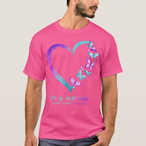 Butterfly Heart Im A Survivor Suicide Prevention  T_Shirt