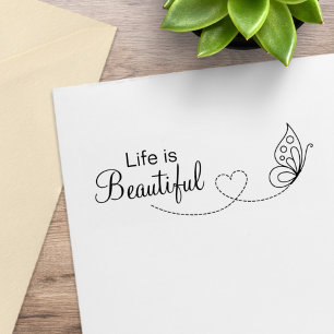 Butterfly Heart - Life is Beautiful Rubber Stamp