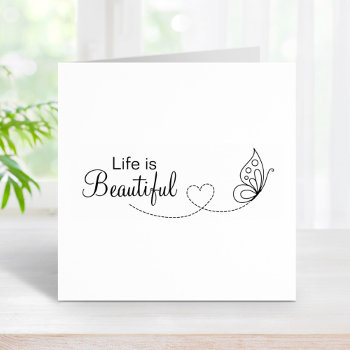 Butterfly Heart - Life Is Beautiful Rubber Stamp by Chibibi at Zazzle