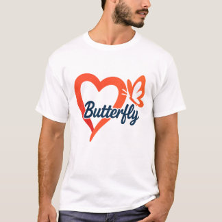 Butterfly Heart Love Design | Romantic Typography T-Shirt