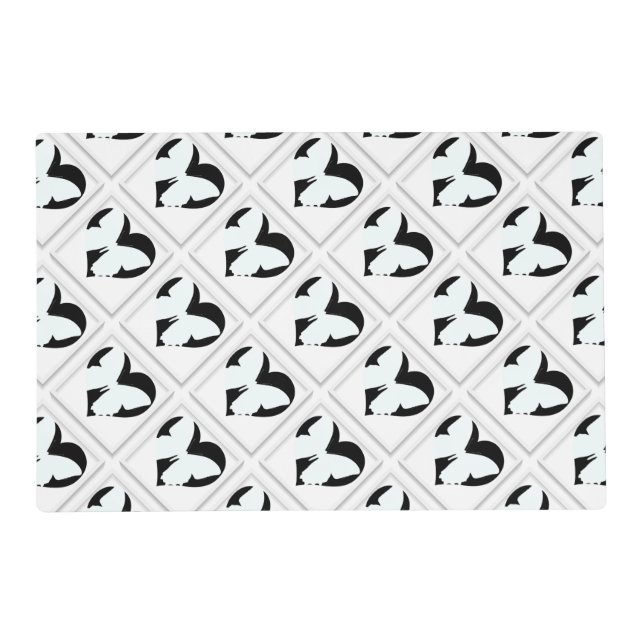 Butterfly Heart On White Placemats (Front)