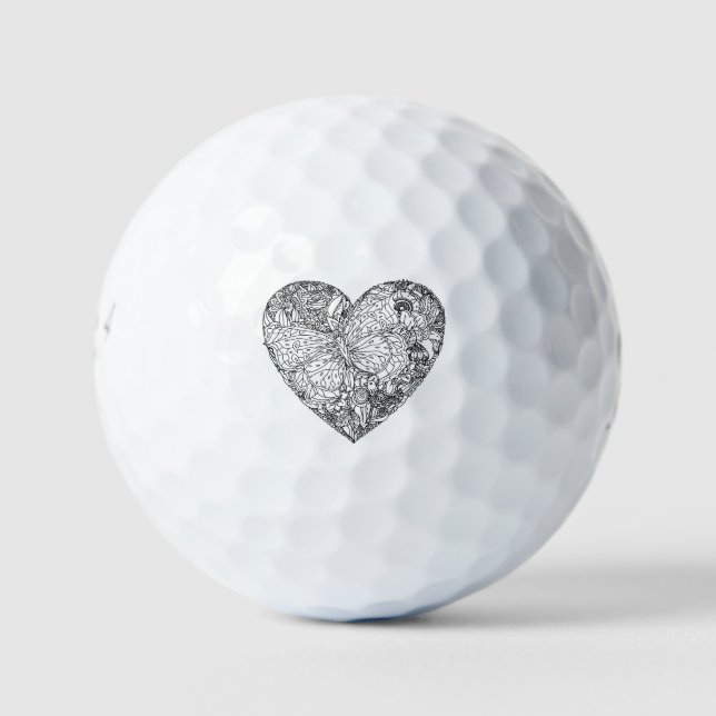 Butterfly Heart Pattern Golf Balls (Front)