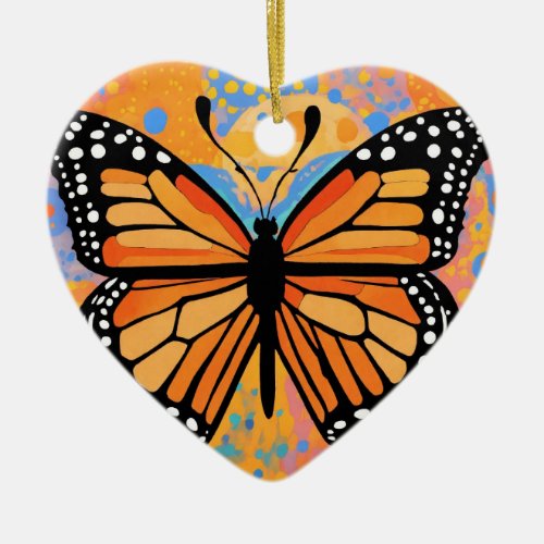Butterfly Heart Pendant Necklace Ceramic Ornament