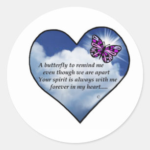Butterfly Heart Poem Classic Round Sticker