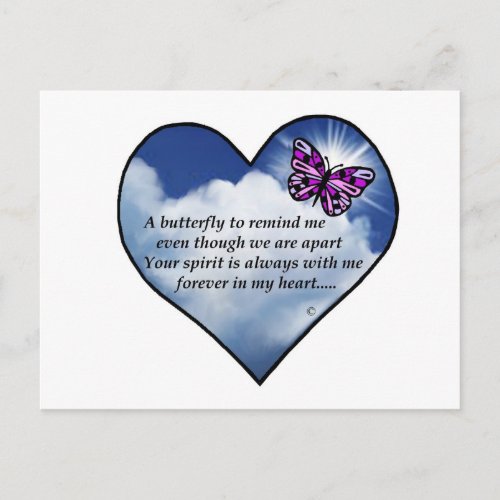 Butterfly Heart Poem Postcard