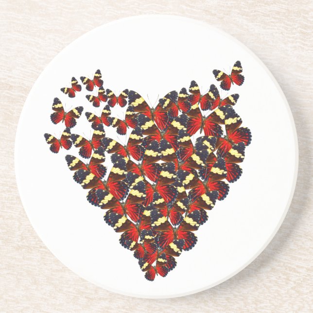 Butterfly heart sandstone coaster (Front)
