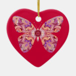 Butterfly Heart Shaped Ornament at Zazzle
