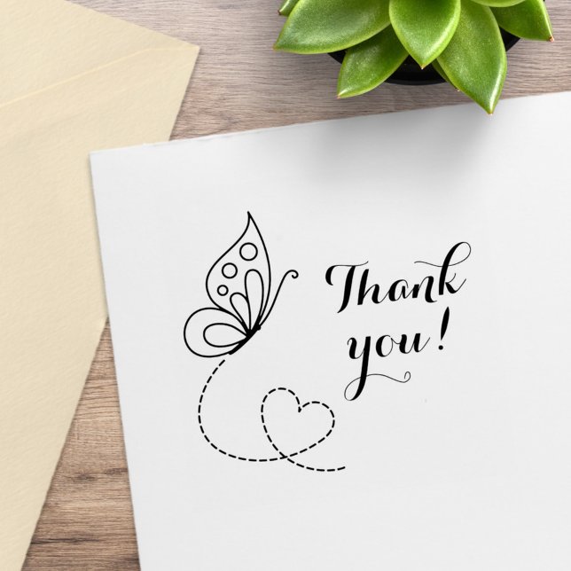Butterfly Heart Thank You Rubber Stamp (Creator Uploaded)