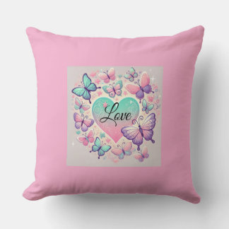 "Butterfly Heart Throw Pillow" Pillow