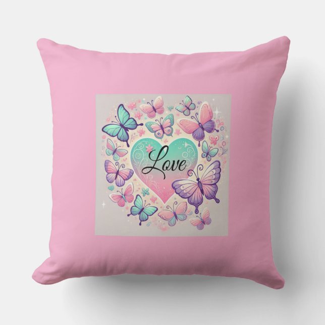 "Butterfly Heart Throw Pillow" Pillow (Front)