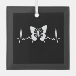 Butterfly Heartbeat Glass Ornament