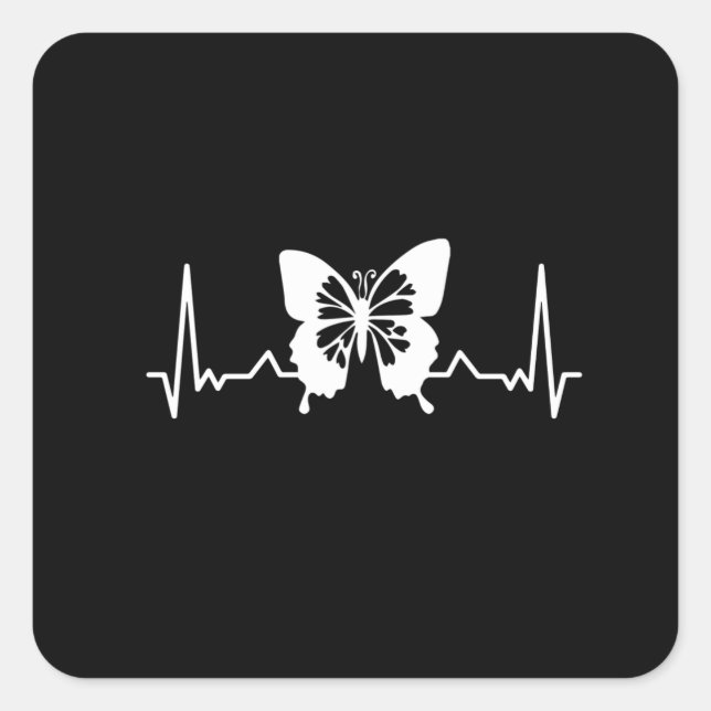 Butterfly Heartbeat Square Sticker (Front)