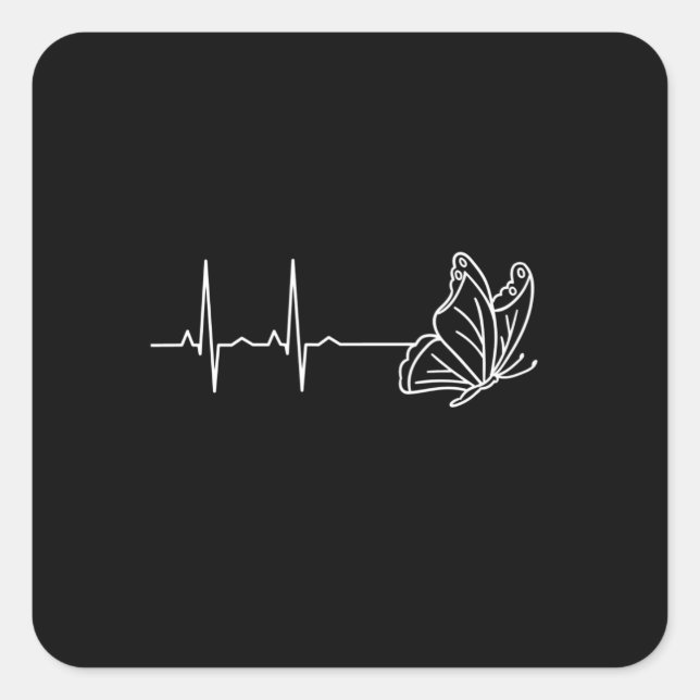 Butterfly Heartbeat Square Sticker (Front)