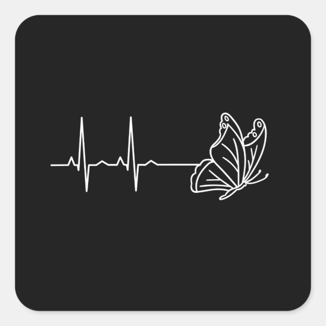 Butterfly Heartbeat Square Sticker (Front)