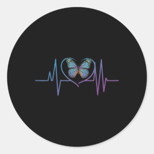 Butterfly Heartbeat Suicide Awareness  Classic Round Sticker