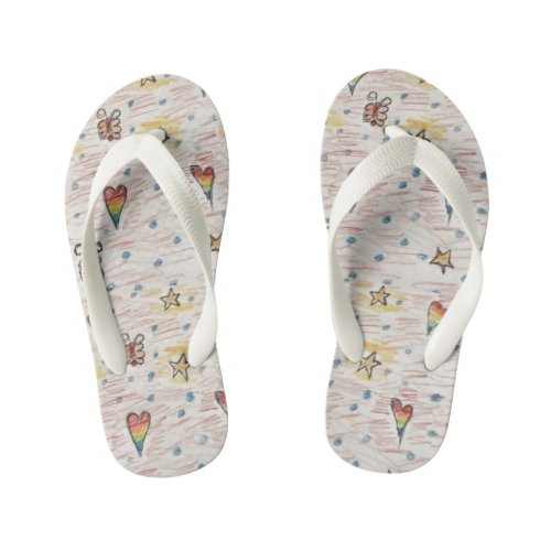 butterfly hearts and stars  kids flip flops