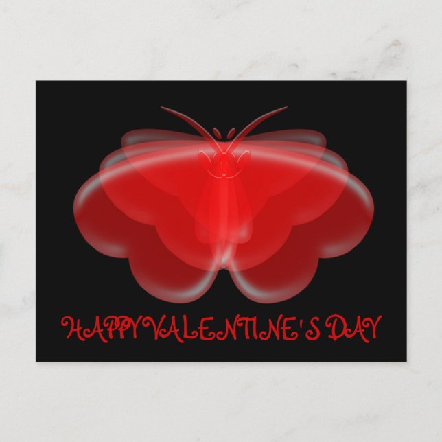 Butterfly Hearts Happy Valentine's Day Postcard (Front)