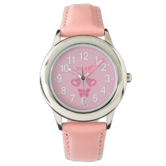 Butterfly & Hearts Personalized Watches for Girls