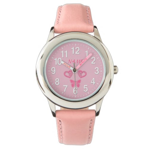 Butterfly  Hearts Personalized Watches for Girls