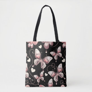 Butterfly Hearts Shopping Errand Tote Bag