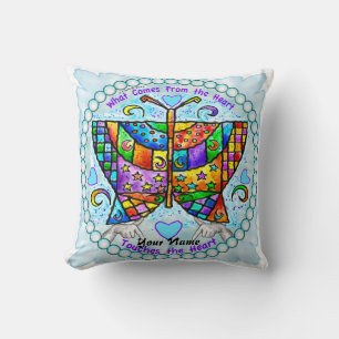 Butterfly Hearts Throw Pillow