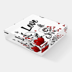 Butterfly, Hearts with Love Paperweight