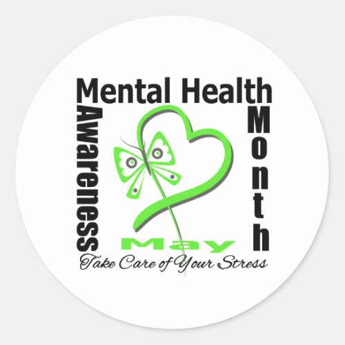 Butterfly Heartt _ Mental Health Awareness Month Classic Round Sticker