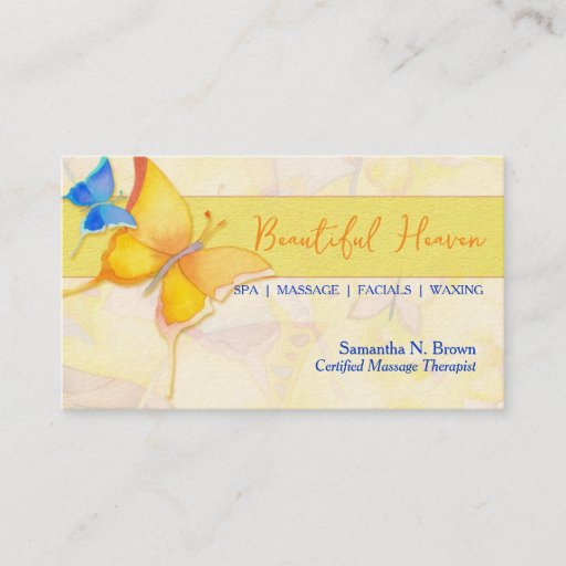 Customizable Colorful Butterflies: Spa/Massage Business Cards