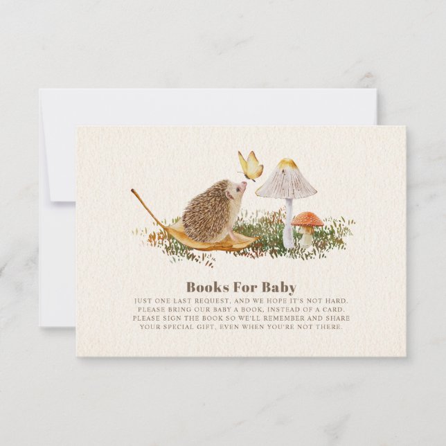 Butterfly Hedgehog Mushroom  Books For Baby Shower Invitation (Front)