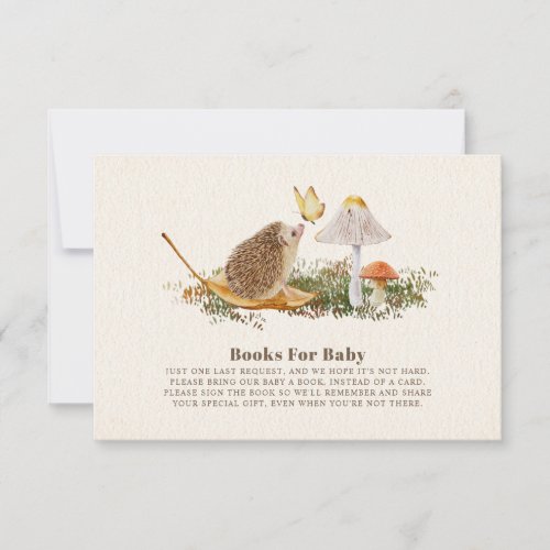 Butterfly Hedgehog Mushroom  Books For Baby Shower Invitation
