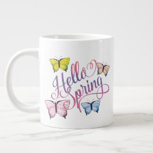 Butterfly Hello Spring Giant Coffee Mug