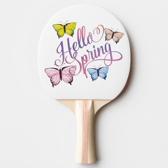 Butterfly Hello Spring Ping Pong Paddle (Front)