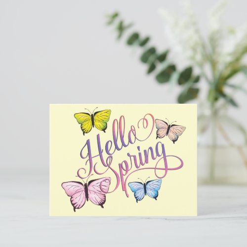 Butterfly Hello Spring Postcard